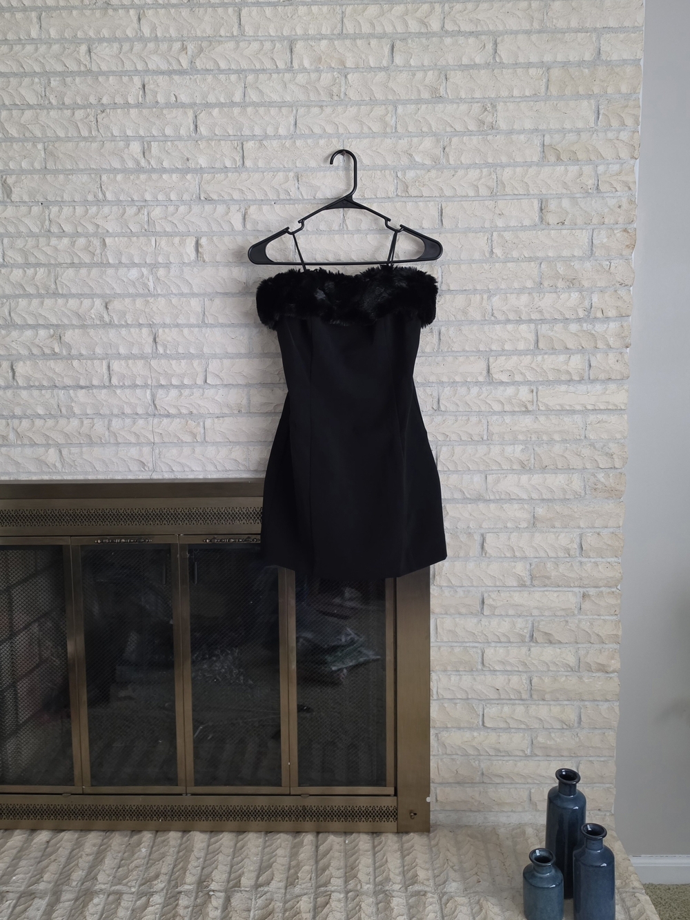 ASTR The Label Amya Strapless Faux Fur Mini Dress